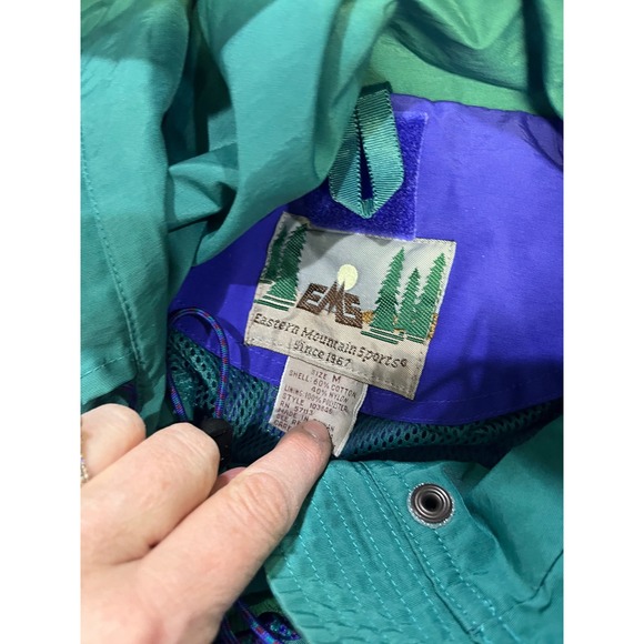 Vintage 90s East West Sports Anorak Windbreaker Purple Teal Mens M - Picture 4 of 12